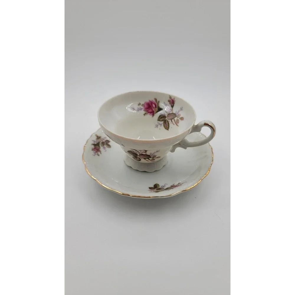 Japan‎ China Moss Rose Demitasse Tea Set Vintage (4) Four Piece Set 1940s Read